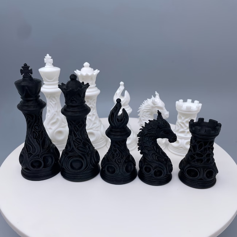 3D Printing Chess - Conjunto de Xadrez Gótico Revival Preto