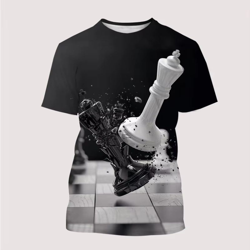 3D Printing Chess - Nova camisa masculina t impressão 3d