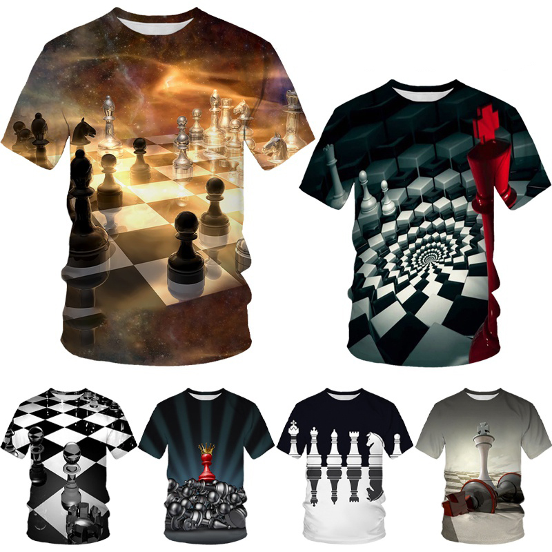 3D Printing Chess - Camiseta de xadrez 3D masculina e