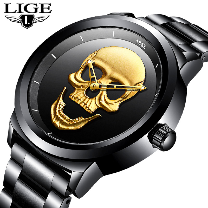 3D Printing Watch - LIGE Skeleto Relógio Masculino Top Marca