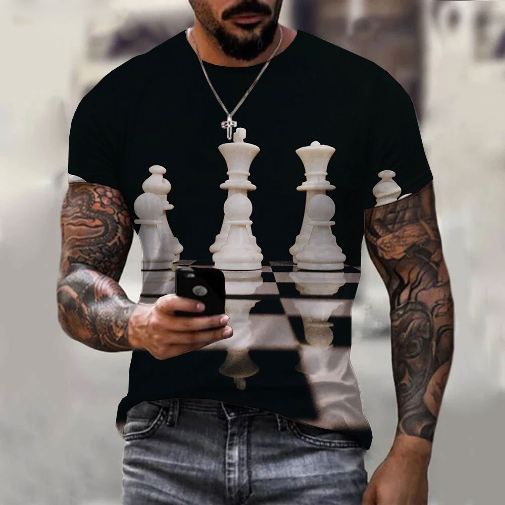 3D Printing Chess - Camiseta de xadrez divertida masculina com