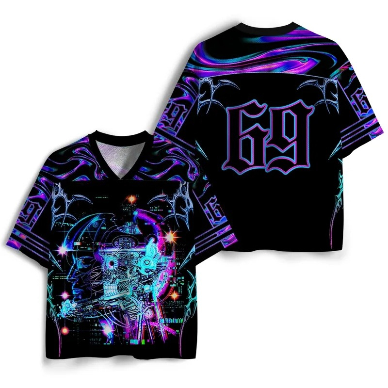 3D Printing Ai - Camiseta de Verão Estilo Gótico Futurista