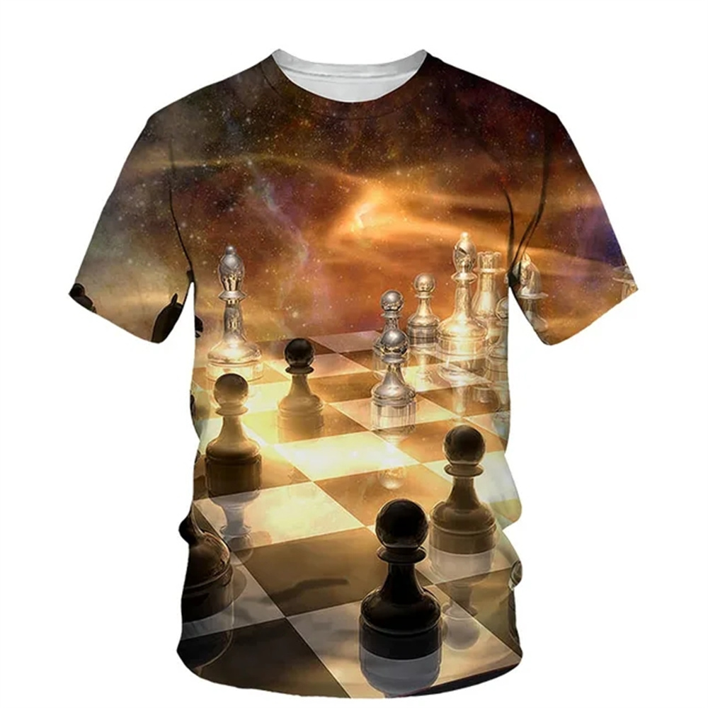 Verão xadrez impressão 3d t-sh - 3D Printing Chess avaliação e preço