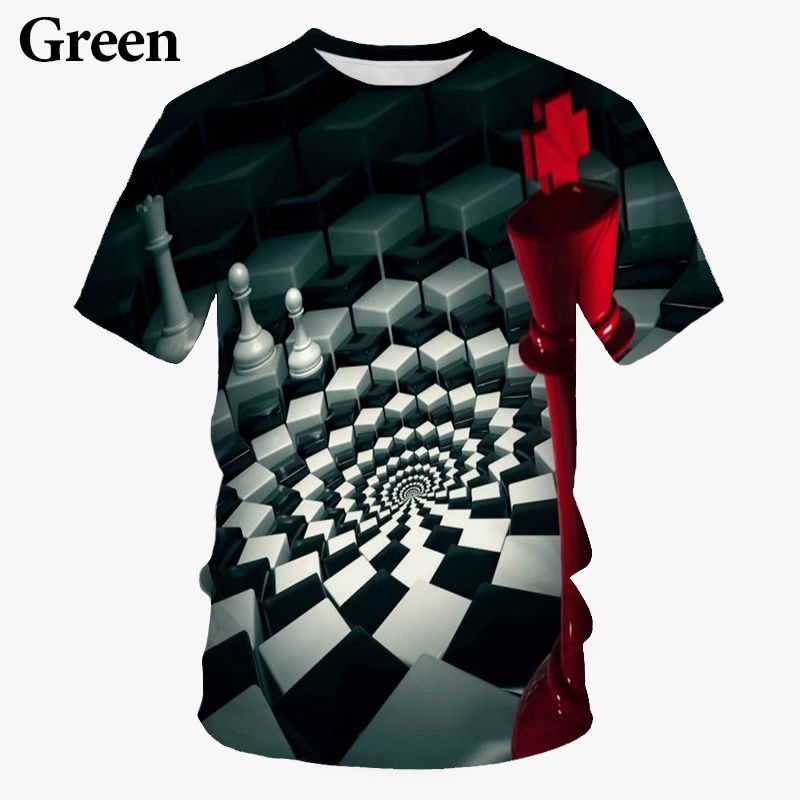 Camiseta de xadrez 3D masculin - 3D Printing Chess avaliação e preço